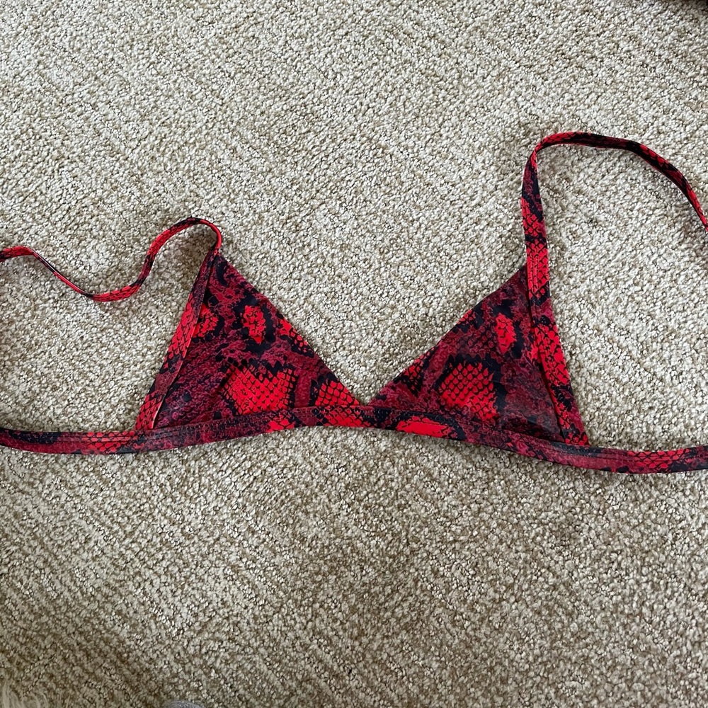Zaful red snakes skin bikini top